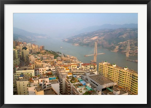 Framed Qutang Gorge From  Daixi Village, Three Gorges, Yangtze River, China Print