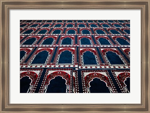 Framed Pattern of prayer rugs, Islamic mosque, Cairo, Egypt Print