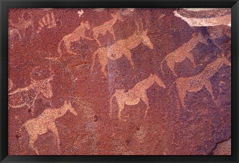 Framed Pictograph, Engravings from Stone Age Culture, Twyfelfonstein Region, Namibia Print