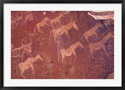 Framed Pictograph, Engravings from Stone Age Culture, Twyfelfonstein Region, Namibia Print