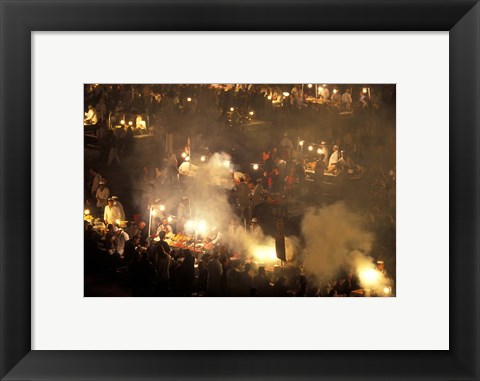 Framed Open Air Food Stands, Djema El Fna Square, Marrakech, Morocco Print