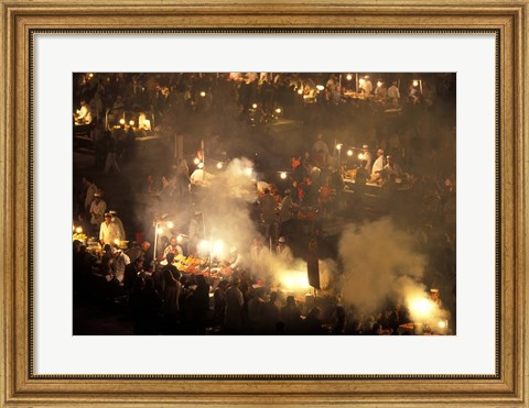 Framed Open Air Food Stands, Djema El Fna Square, Marrakech, Morocco Print