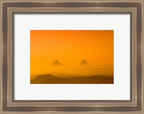 Framed Pyramids at Giza, Khafre, Menkaure, Giza Plateau, Egypt Print