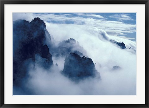 Framed Mountain Peaks in Mist, Mt Huangshan (Yellow Mountain), China Print