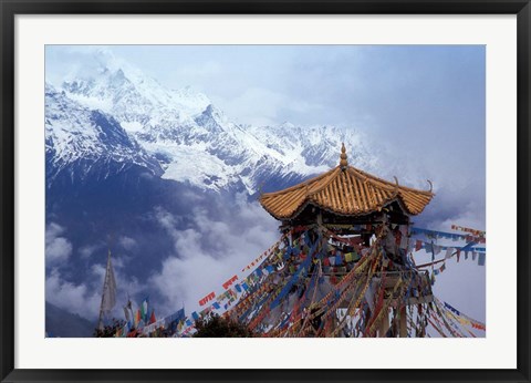 Framed Praying Flags and Pavilion, Deqin, Lijiang Area, Yunnan Province, China Print