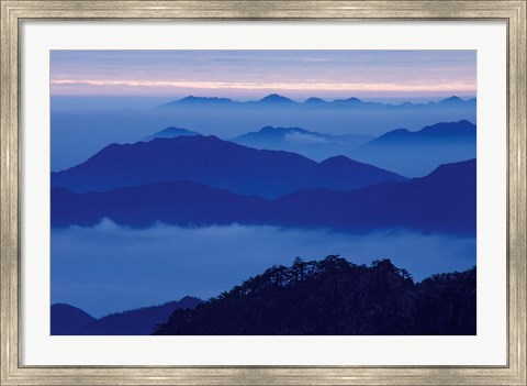 Framed Mt Huangshan (Yellow Mountain) in Mist, China Print