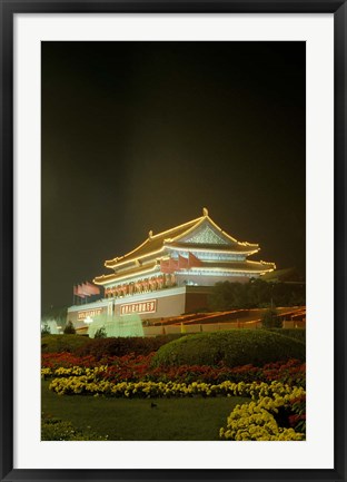 Framed Night View of Tian An Men Tower, Beijing, China Print