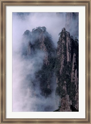 Framed Mt Huangshan in Mist, China Print