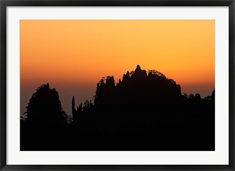 Framed Mt Huangshan (Yellow Mountain) at Sunset, China Print