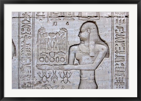 Framed Queen Cleopatra and Stone Carved Hieroglyphics, Egypt Print