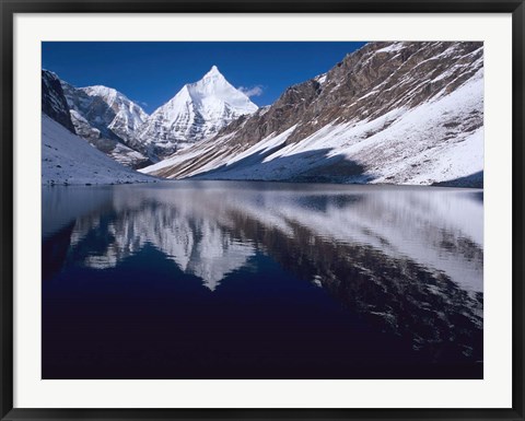 Framed Mount Jichu Drake in Sophu lake, Jigme Dorji NP, Bhutan Print