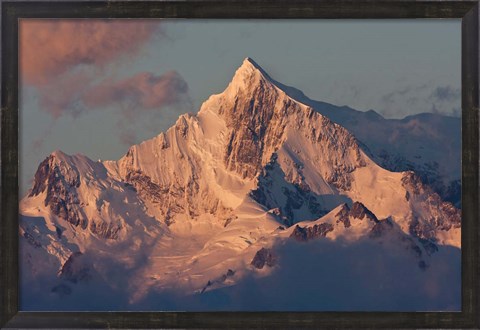 Framed South Georgia Island. Mountain peak at dawn Print