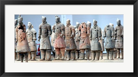 Framed Terra Cotta Warriors and Pits, Xian, Shaanxi, China Print