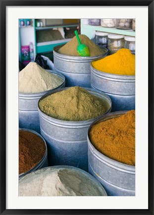 Framed Spices, The Souqs of Marrakech, Marrakech, Morocco Print