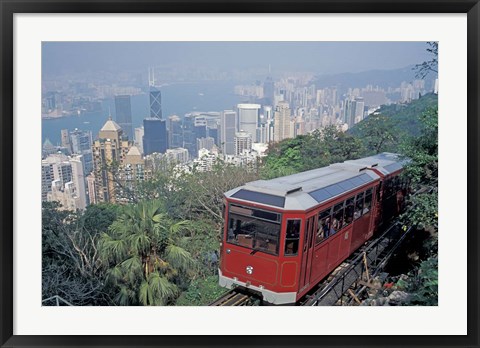 Framed Peak Tram, Victoria Peak, Hong Kong, China Print