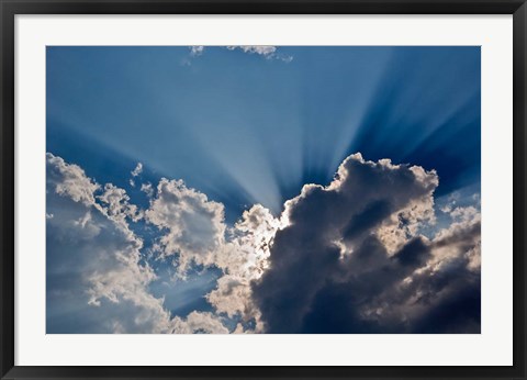 Framed Sunbeams streaking through clouds, Masai Mara, Kenya Print