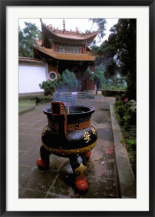 Framed Temple and Incense Burning, Bamboo Village, Kunming, Yunnan Province, China Print