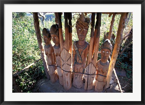 Framed Statue Honoring Fallen Heroes, Konso Waka, Omo River Region, Ethiopia Print