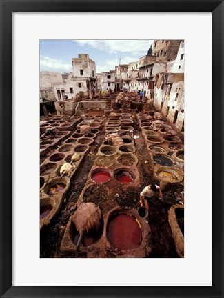 Framed Tannery Vats in the Medina, Fes, Morocco Print