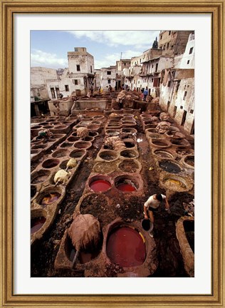 Framed Tannery Vats in the Medina, Fes, Morocco Print