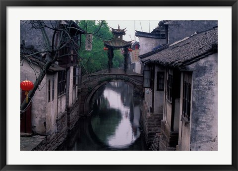 Framed Stone Arch Bridge Over Grand Canal in Ancient Watertown, China Print