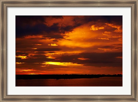 Framed Sunset over Chobe River, Chobe Safari Lodge, Kasane, Botswana, Africa Print