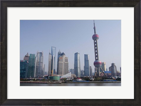 Framed View from The Bund of the modern Pudong area, Shanghai, China Print