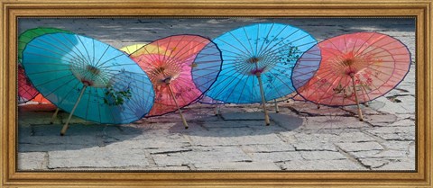 Framed Umbrellas For Sale on the Streets, Shandong Province, Jinan, China Print