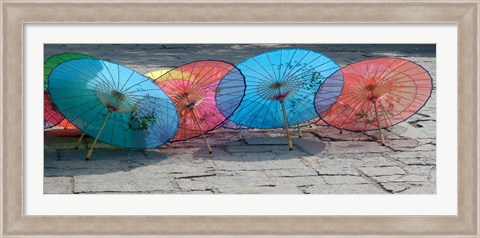 Framed Umbrellas For Sale on the Streets, Shandong Province, Jinan, China Print