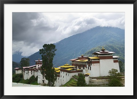 Framed Trongsa Dzong in the Mountain, Bhutan Print