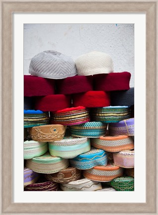 Framed Tunisia, Grand Souq des Chechias, Market, Fez hats Print