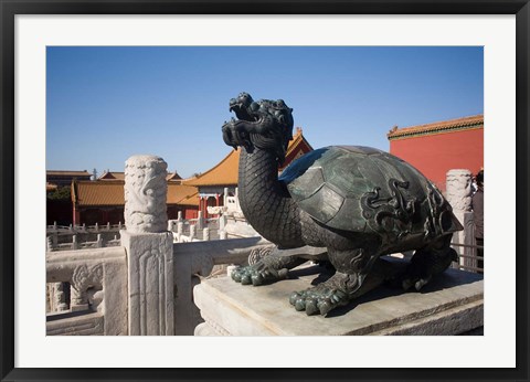 Framed Turtle statue, Chinese symbol, Forbidden City, Beijing Print