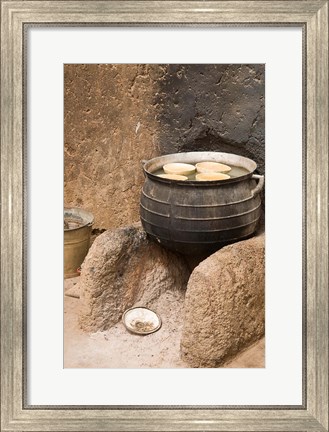 Framed West Africa, Ghana, Nakpa. Pot on stove, mud dwelling Print