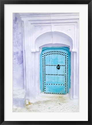 Framed Traditional Moorish-styled Blue Door, Morocco Print