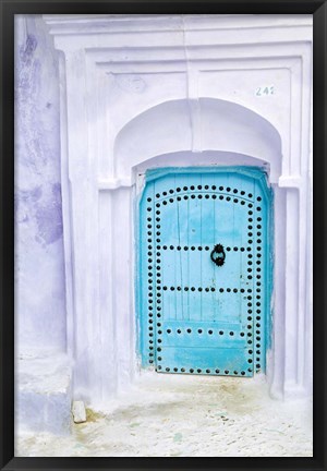 Framed Traditional Moorish-styled Blue Door, Morocco Print