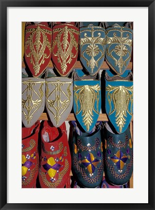 Framed Traditionally Embroidered Babouches, Morocco Print