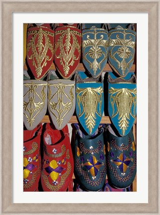 Framed Traditionally Embroidered Babouches, Morocco Print