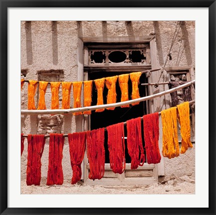 Framed Wool drying textile, Ghazni, Afghanistan Print