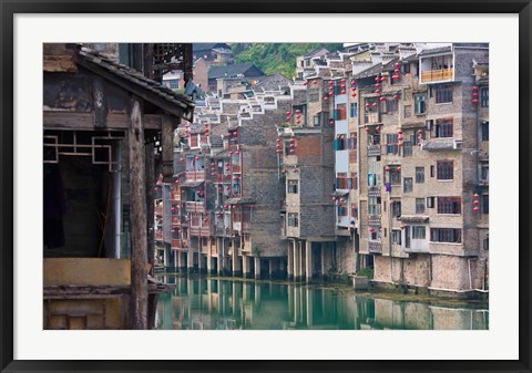 Framed Traditional houses on Wuyang River, Zhenyuan, Guizhou, China Print