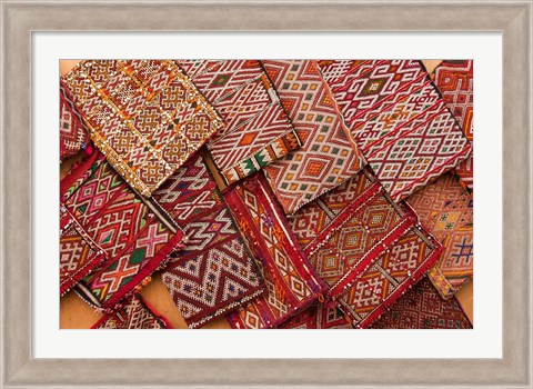 Framed Woven Fabrics, Essaouira, Morocco Print