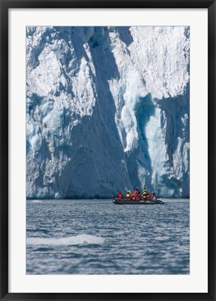 Framed Zodiac with iceberg in the ocean, Antarctica Print