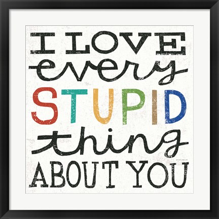 Framed I Love Every Stupid Thing About You Print