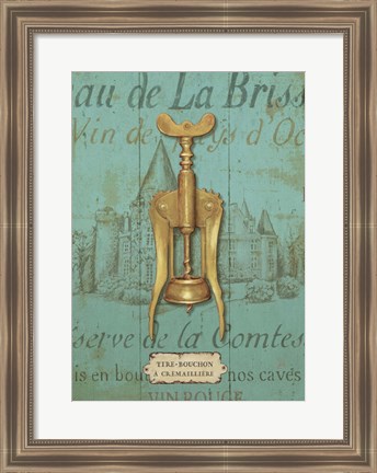 Framed Antique Corkscrew III Blue Print