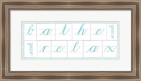 Framed Bathe Relax Blue Print