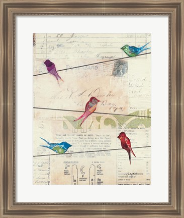 Framed Birds on a Wire no Border Print