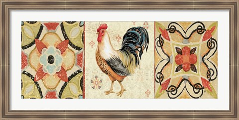 Framed Bohemian Rooster Panel I Print