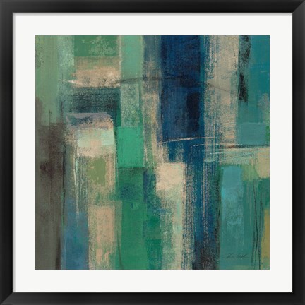 Framed Emerald Fields Square I Print