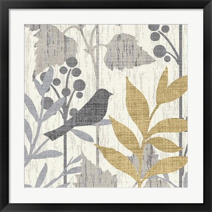 Framed Garden Leaves Square V Print