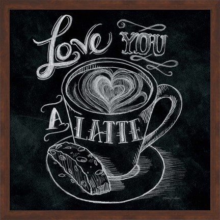 Framed Love You a Latte  No Border Square Print