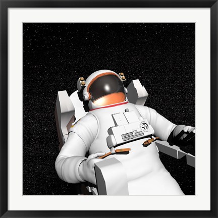 Framed Astronaut floating alone in the dark space surrounded with stars Print